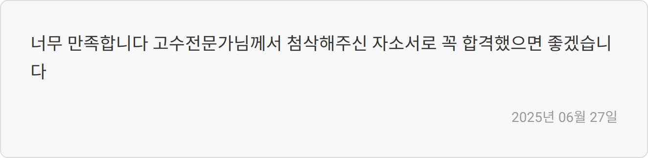 자기소개서 첨삭 후기